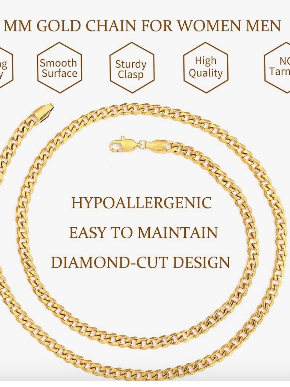 Mateo New York 20 inch Gold Men's Cuban Link Chain Necklace